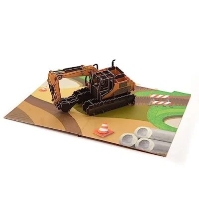 Abbildung von Builder Bagger 3D Pop Up Karte für Geburtstag, Abschluss, Valentinstag, Vatertag, Jahrestag, Dankeschön, Genesung, alle Anlässe