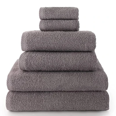Abbildung von Top Towel Plus Große Badetücher Badezimmerhandtücher 2 Gesichts oder Bidethandtücher + Hand Waschbeckenhandtücher Duschtücher 100 % Baumwolle Grau