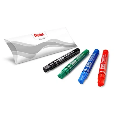 Abbildung von Pentel N50 Permanentmarker konisch 4 Stück farbig sortiert (schwarz, rot, blau, grün)