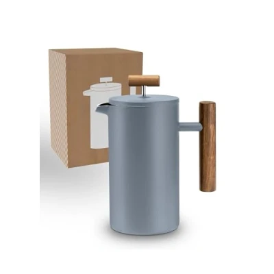 Abbildung von Lambda Coffee® Thermo French Press Edelstahl I 3 Größen erhältlich Kaffeebereiter aus Doppelwandig: Hält lange Warm Kaffeezubereiter Kaffeepresse (Blau, 0,6l (3 Tassen))