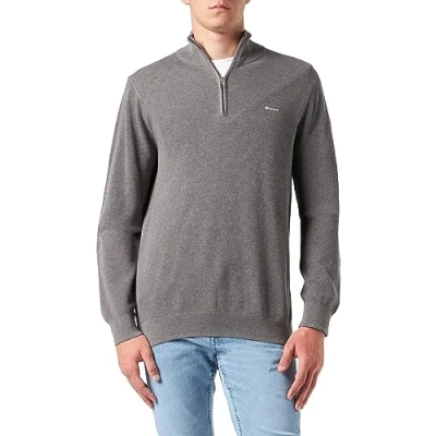 Abbildung von GANT Halfzip Strickpullover, Herren, Größe: Large, Dark grey melange