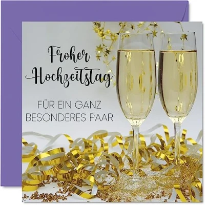Abbildung von Stuff4 Karte Hochzeitstag Jahrestag Weingläser Niedliche Romantische Hochzeits Jubiläum Karten für Freundin Freund Ehefrau Ehemann Partner Ihn Ihr, 145 mm x Hochzeitskarte Grußkarte