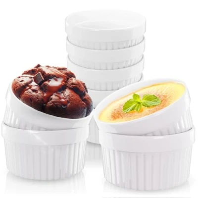 Abbildung von ToCi 12 x Soufflé Förmchen Ø 9 cm Creme Brulee Schälchen Ofenfeste Keramik je 185 ml Dessertschale Pastetenförmchen für Ragout Fin Schoko Souffle