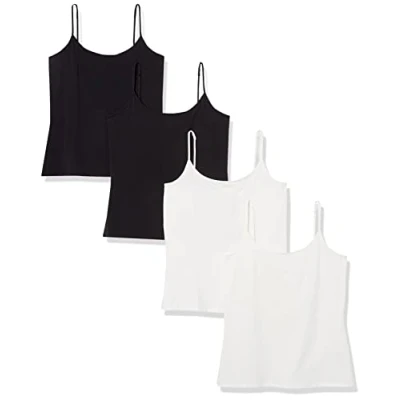 Abbildung von Amazon Essentials Damen Mieder mit schmaler Passform, 4er Pack, Schwarz/Weiß, L