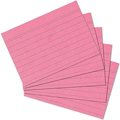 Abbildung von Exacompta 38085B 100er Pack Premium Karteikarten liniert DIN A8 ideal für die Schule, zum Lernen von Vokabeln und passend zur Bunnybox Lernkartei 55 x 74 mm rosa