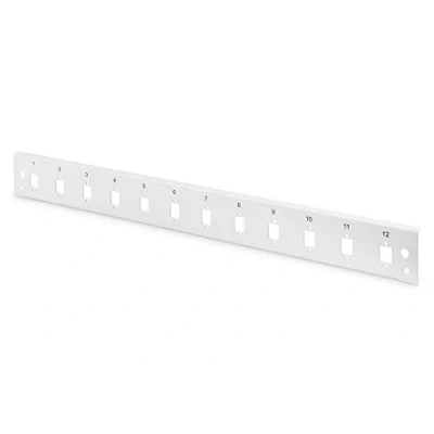Abbildung von DIGITUS LWL Spleißbox Frontblende Glasfaser Patch Panel 12x LC DX, SC SX, E2000 SX 19 Zoll 1HE , Schnellverschluss