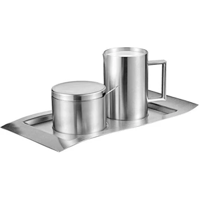Abbildung von Esmeyer Zucker &amp; Milchset Wave 5 TLG, Edelstahl, Silber, 26.3 x 15 7.6 cm