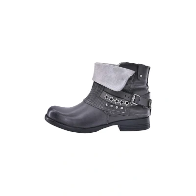 Abbildung von Elara Damen Biker Boots Nieten Stiefeletten Chunkyrayan 344 Grey 38