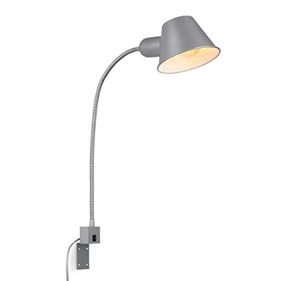 Abbildung von BRILONER Leselampe mit Ein/Aus Schalter, schwenkbar, viele Befestigungspositionen, Wandleuchte Innen, Wandlampe, Bettlampe, Lampe Bett, Leselicht, Nachttischlampe, 63x14 cm, Chrom Matt