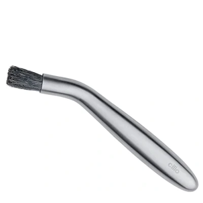 Abbildung von cilio Barista Pinsel STILO gebogen Edelstahl mit Naturborsten 16cm Reinigungspinsel für Kaffeemühle Kaffee Vollautomat Siebträgermaschine