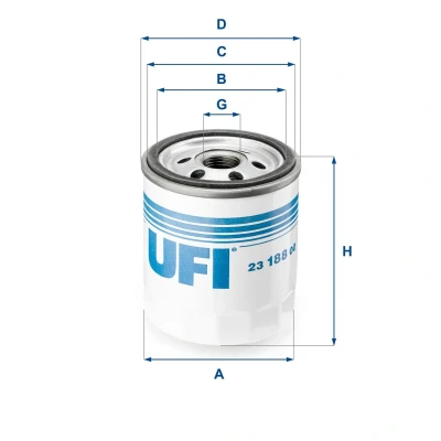 Abbildung von UFI 23.188.00 Ölfilter 3/4 16 UNF mit einem Rücklaufsperrventil Anschraubfilter FORD: Escort 4, 6, FIESTA 3, SUBARU: LEONE 1
