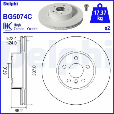 Abbildung von Bremsscheibe DELPHI BG5074C