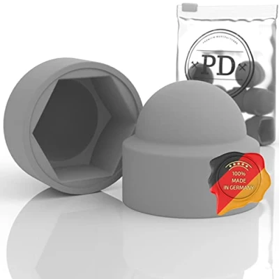 Abbildung von PD® Sechskant Schutzkappen M10 (Schlüsselweite 17) Abdeckkappen für Schrauben Grau aus Kunststoff Langlebige Muttern &amp; Schraubenkopf Schraubenabdeckung 10 Stück