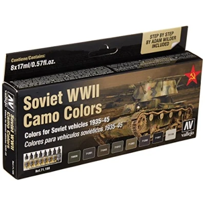 Abbildung von Vallejo 071188 Farbset, Sowjetische Tarnung WWII, 17 ml (8er Pack), grün