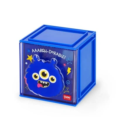 Abbildung von Legami Cutie Cubes Modular Desk Box, Monster, Schreibtisch Organizer, Aufbewahrung, inklusive Stickerbogen, stapelbar, multifunktional, ABS, 90 x 100 cm