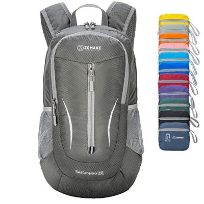 Abbildung von ZOMAKE Ultraleicht Faltbarer Rucksack Packbare Backpacks 25L,Kleiner Faltbar Rucksäcke Wanderrucksack Wasserdicht für Damen Herren Outdoor Wandern(Dunkelgrau)