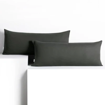 Abbildung von DecoKing 2 Kissenbezüge 40x120 cm Jersey 100% gekämmte Baumwolle Reißverschluss Graphit Amber