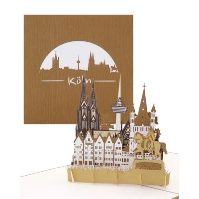 Abbildung von 3D Karte Köln Panorama mit Kölner Dom“ Pop Up Grußkarte als Souvenir, Geburtstagskarte, Einladung und Reisegutschein
