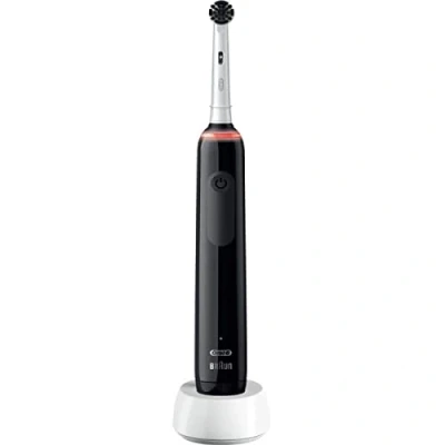 Abbildung von Oral B PRO 3 3000 Pure Clean Elektrische Zahnbürste/Electric Toothbrush, mit Putzmodi und visueller 360 Andruckkontrolle für Zahnpflege, Borsten Aktivkohle, Designed by Braun, schwarz