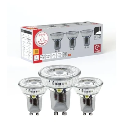 Abbildung von EGLO 3er Set LED Lampen mit GU10 Fassung, 3 Reflektor Spots, Reflektorlampen je Watt, Leuchtmittel warmweiß, 3000 K, 250 Lumen, Glühbirne Ø 5 cm
