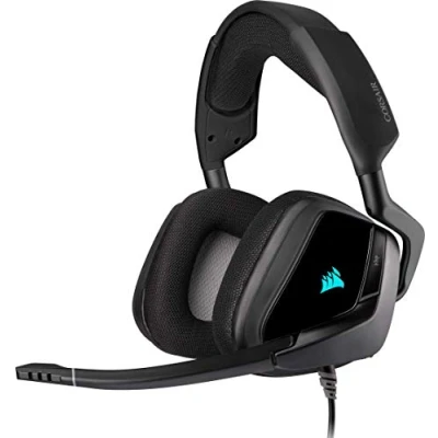 Abbildung von Corsair Void Elite RGB USB Gaming Headset (7.1 Surround Sound, iCUE Beleuchtung, Mikrofaser und Memory Schaumstoff Ohrpolster, für PC, Xbox One, PS4, Switch Mobilgeräte) carbon, Schwarz