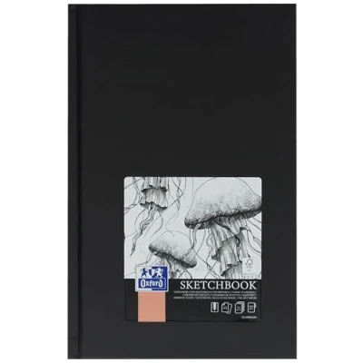Abbildung von Oxford SKIZZENBUCH A5 Hardcover Fallgebunden Genäht 96 Blatt 100g Schwarz 5er Pack