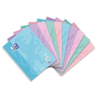 Abbildung von Oxford Touch Collegeblock A4 kariert mit Doppelrand, 160 Seiten, 5 Pastell Farben, 10 Stück