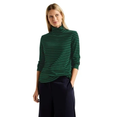 Abbildung von Cecil Gestreiftes Rollkragen Langarmshirt, Damen, Größe: XL, Grün
