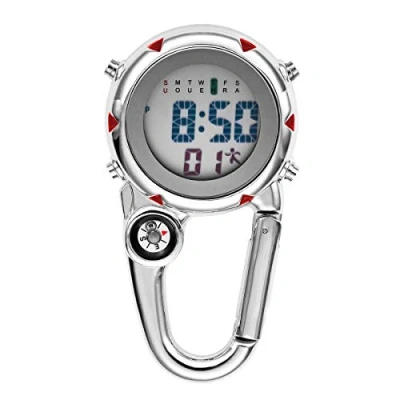 Abbildung von JewelryWe Digital Taschenuhr mit Karabiner Karabineruhr Pocket Fob Gürtelclip Uhr für Ärzte, Krankenschwestern