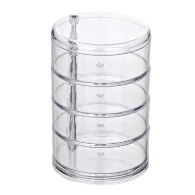 Abbildung von WENKO Kosmetik Organizer Tower, Aufbewahrung für Make up und Haarschmuck, 4 Fächer, Acryl, Transparent