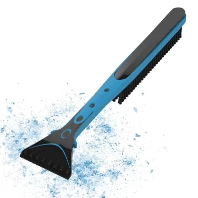 Abbildung von AUPROTEC Auto Schneebesen mit Eiskratzer 2in1 Abnehmbarer Scheibenkratzer, aus robustem ABS, Schwarz Blau