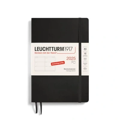 Abbildung von LEUCHTTURM1917 370563 Wochenkalender 2025, Medium A5 Softcover 12 Monats Planer, 80 g, liniert Schwarz
