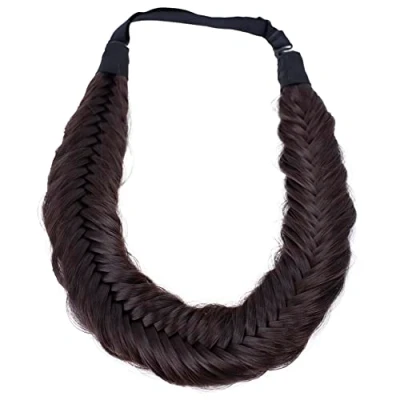 Abbildung von CAISHA by PRETTYSHOP Fischgrätenzopf Zopf Haarteil Haarband Stirnband Haarschmuck Geflochten Schokobraun HZ300