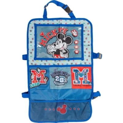 Abbildung von TataWay in viaggio si cresce Disney Proteggisedile portaoggetti Tablet Organizer auto per bambini di colore grigio e blu con il simpatico topolino Mickey Mouse