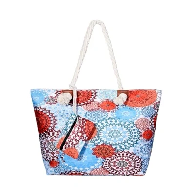 Abbildung von DonDon Badetasche XXL Familie Strandtasche Damen mit Reißverschluss Beach Bag groß Retro Chic