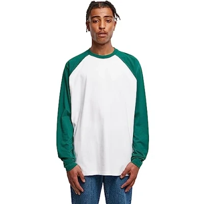 Abbildung von Urban Classics Organic Oversized Raglan Longsleeve Langarmshirt, Herren, Größe: 3XL, White/green
