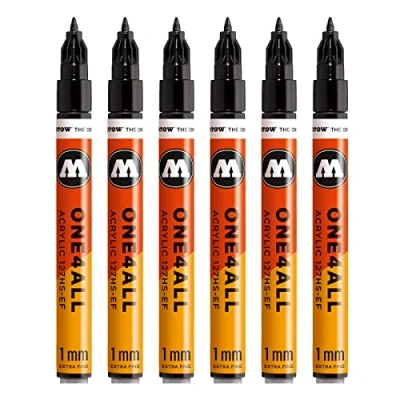 Abbildung von Molotow MO127101 ONE4ALL 127 HS EF Markierstift, schwarz, 6er Packung