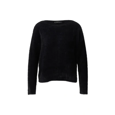 Abbildung von s.Oliver Black Label Flauschiger MIT Ubootausschnitt Strickpullover, Damen, Größe: 34, Schwarz