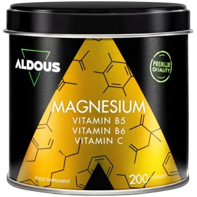 Abbildung von 200 Kapseln Magnesiumcitrat 1500 mg + Vitamin C, B6, B5 Maximale Dosis Einzigartige Formel mit 450mg hoch bioverfügbarem reinem MagnesiumReduziert Müdigkeit und ErschöpfungLindert Gelenkschmerzen