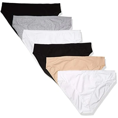 Abbildung von Amazon Essentials Damen Slip aus Baumwolle mit hohem Beinschnitt (in Übergröße erhältlich), 6er Pack, Neutral, XL Große Größen