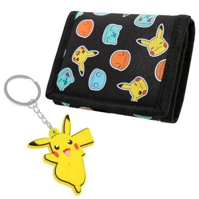 Abbildung von Pokemon Geldbörse Kinder Jungen Geldbeutel &amp; Pikachu Schlüsselanhänger Set für