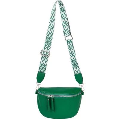 Abbildung von styleBREAKER Damen Halbmond Crossbody Schultertaschen Einfarbig, verstellbarer Schultergurt mit Zick Zack Rauten Muster 02012401, Farbe:Hellblau