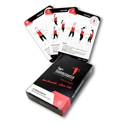 Abbildung von figgrs® Hula Hoop 57 Trainingskarten mit 50 Fitness Übungen für effektives Figur Training, Bodyshaping, zum Abnehmen und eine schlanke Taille I Sport Reifen zuhause &amp; überall