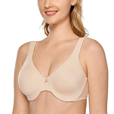 Abbildung von Delimira Damen Große Größen BH Vollschalen mit Bügel Klassischer Minimizer Beige 85E(38DD)