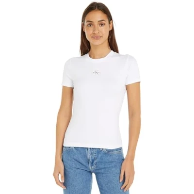 Abbildung von Calvin Klein Jeans Label Tshirt print, Damen, Größe: 3XL, Bright white