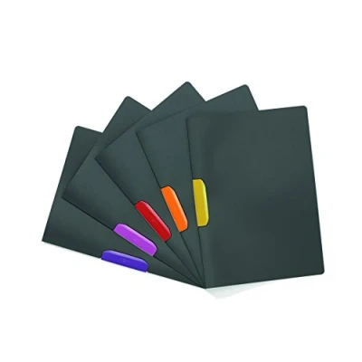 Abbildung von Durable Klemmmappe A4 Duraswing Color für 30 Blatt, Beutel 5 Stück, anthrazit mit farbiger Klemme, 230400