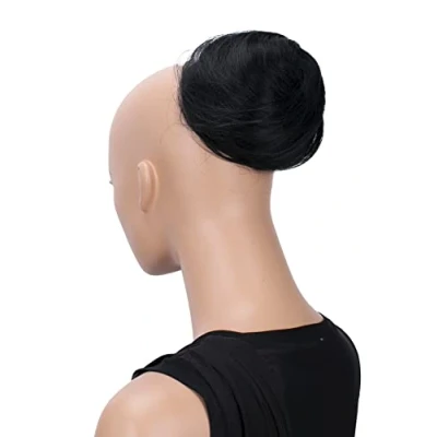 Abbildung von CAISHA Haardutt Eva Haarteil Zopf Haarknoten Hepburn Haargummi Hochsteckfrisuren Kunstfaser DM10cm Schwarz DC10