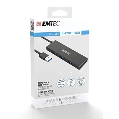 Abbildung von EMTEC Hub Ultra Slim USB3.1 4 Port T620A Type A Micro SD, ECHUBT620A