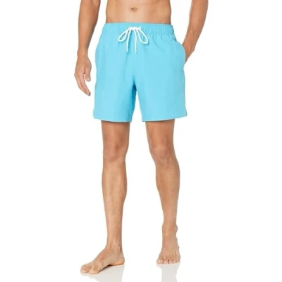 Abbildung von Amazon Essentials Herren Badehose, Schnell Trocknend, 18 cm, Aquablau, L