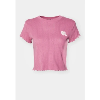Abbildung von Roxy Pointelle BABY Tshirt print, Damen, Größe: Medium, Pink